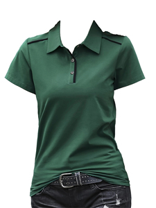 Polo de Manga Corta para Mujer, Color Sólido, Casual, Transpirable, Tejido, 100% Poliéster, Naranja, Polo Premium, ODM OEM - Product Image 4
