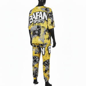 ชุดเสื้อและกางเกงผู้ชาย พรีเมียม โพลีเอสเตอร์ ตาข่าย ระบายอากาศ 180 GSM สีเหลืองดำ ดีไซน์แผงสี  แบบสั่งทำพิเศษ ชุด 2 ชิ้น - Product Image 5