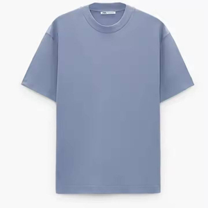 Custom Logo Streetwear Box Cut Tee T Shirt Heavyweight Cropped Top T Shirt Graphic Cotton Oversized Boxy Fit T-Shirt <b>Men</b> - Product Image 1
