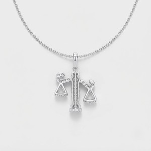 Collier pendentif balance en argent sterling 925 avec moissanite taille brillant rond et sertissage griffe, bijoux de fête - Product Image 5