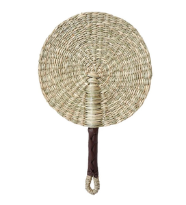 Éventail artisanal en jonc de mer du Vietnam, tissé naturellement, accessoire rafraîchissant, objet décoratif vintage, cadeau - Product Image 3