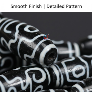 Perles ovales de luxe à motif tribal noir et blanc |   Perles en verre soufflé brillantes pour la fabrication de colliers, artisanat créatif DIY - Product Image 4