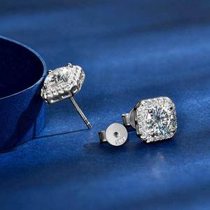 Nouvelles boucles d'oreilles élégantes en diamant taille princesse avec bijoux en or massif pour femmes, idéales pour les soirées - Product Image 3