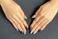Faux ongles à presser en forme de étoile noire et blanche avec strass, ongles en gel 3D à coller, réutilisables, ajustement personnalisé