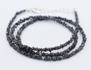 Collar minimalista de diamantes negros sin cortar de 3mm, cuentas de diamantes negros en bruto, cuentas de piedra, regalo para ella - Product Image 3