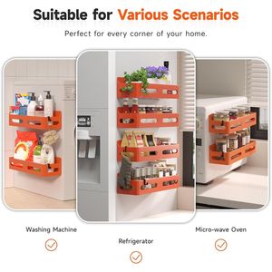 4 Pack Strong Magnetic Spice Rack for Refrigerator Multipurpose 4-Hook <b>Shelf</b> Organizer for <b>Kitchen</b> & Bathroom - Product Image 3