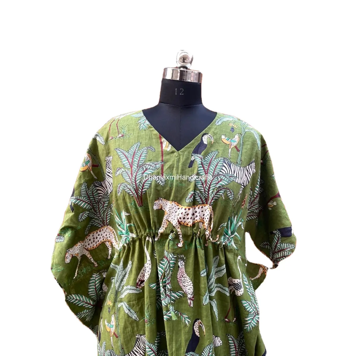 Robe de maternité indienne en coton, vêtements de couleur verte, ample, imprimé Jungle, tunique, Kaftan, doux et confortable, tenue de plage, vente en gros
