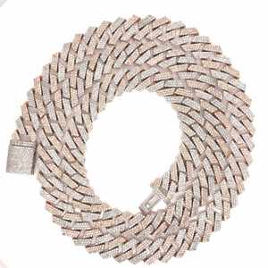 สร้อยคอฮิปฮอปแบบ Cuban Link สองสี ประดับเพชรโมอิสซาไนต์ ทองคำขาวและโรสโกลด์ ดีไซน์หรูหรา พรีเมียม - Product Image 2