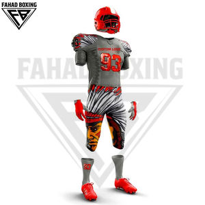 Conjuntos de camiseta y pantalones personalizados al por mayor para entrenamiento, partidos, uniformes de equipos, tallas grandes, poliéster, camisetas y tops de fútbol americano - Product Image 3