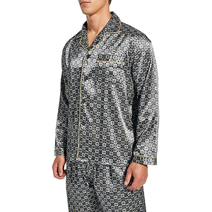 Winter Warm <b>Men</b> Night Suit Long Sleeve Button Front Collar Long Pants <b>Set</b> Drawstring Waist Soft Breathable Home Wear - Product Image 4