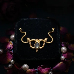 Colgante de collar de latón con diseño de serpiente, chapado en oro y plata 7, de 60x40MM, con piedra labradorolita, de buena calidad, en oferta. - Product Image 3
