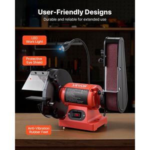 Smerigliatrice da banco professionale da 350W 8 pollici e levigatrice a nastro da 2x28 pollici con luce di lavoro a LED e protezione con schermo di protezione - Product Image 6