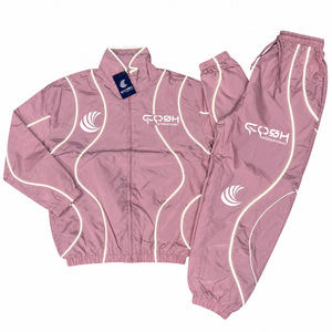 Unisex <b>pink</b> lightweight <b>tracksuit</b> set full zipper jacket matching pants sporty polyester sportswear Stand Collar Regular Fit - Product Image 1
