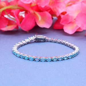 Bracelet en apatite bleu ciel, bracelet tennis en argent sterling, bijoux en pierres précieuses faits à la main, cadeau élégant pour femmes - Product Image 5
