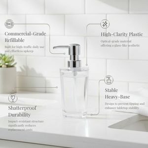 [Holar] Taiwan-made Wholesale Hexagon Shape Shatterproof <b>Refillable</b> Leakproof Clear 10oz Lotion Bottles for Hospitality - Product Image 3