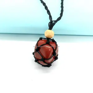 Großhandel Red Jasper Tumble Stone Anhänger Halskette hand polierte Chakra Kristalle Heilung zum Verkauf