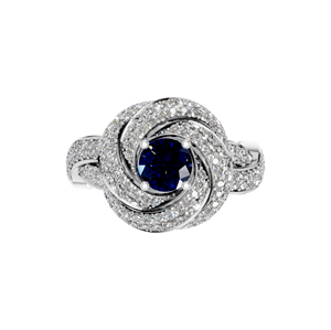 Bague de fiançailles élégante en argent sterling plaqué or blanc Bague de mariage saphir naturel Pave Diamond Knot Design Classic IGI Partei - Product Image 3