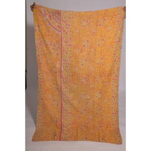 ผ้าห่มลายดอกไม้สไตล์วินเทจ Lavinas ผ้าควิลท์คันธาทำมือจากผ้าฝ้าย ผ้าคลุมเตียงสไตล์โบโฮอินเดีย ผ้าห่มสองด้าน ของตกแต่งเตียง เป็นมิตรกับสิ่งแวดล้อม - Product Image 2