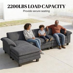 Divano a L Segmentato Grigio Scuro per Soggiorno - Product Image 4