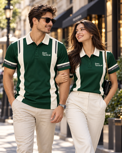 Sam Tactical <b>Men's</b> <b>Green</b> White Color Blocked Short Sleeve <b>Polo</b> <b>Shirt</b> Breathable Knitted Casual Wear - Product Image 2