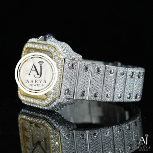 Montre mécanique de luxe Aarva Jewels Hip Hop Iced Out avec cadran carré, aiguilles, boîtier en acier inoxydable, fermoir papillon et verre - Product Image 1