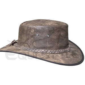 Chapeau de cowboy en cuir marron style vintage, imperméable, pour hommes et femmes, OEM, vente en gros, chapeau de pêche, chapeau de ranch, pour les voyages et les activités de plein air - Product Image 3