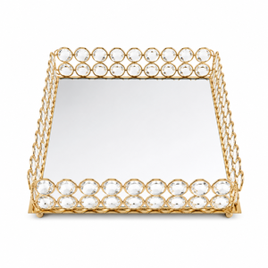 Plateau de service rectangulaire en cristal argenté de luxe |   Plateau décoratif pour table et présentation - Product Image 2