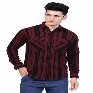 Chemise habillée épaisse de créateur personnalisée pour hommes Chemise formelle vierge décontractée à manches longues avec poche anti-rides et respirante - Product Image 1