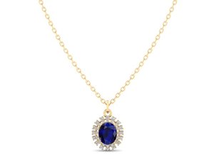 Collier pendentif REYES en argent sterling 925 avec moissanite taille ovale 2,5 carats et saphir bleu, bijoux pour femme - Product Image 2