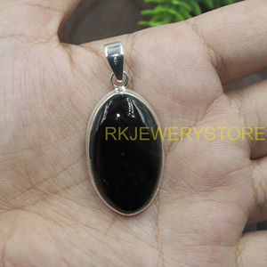 Colgante de Piedra Preciosa de Ónix Negro Natural, Hecho a Mano, Plata de Ley 925, Cabujón Ovalado, Joyería Curativa, Regalo para Mujeres y Hombres - Product Image 3