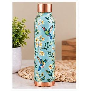 Copper Water <b>Bottle</b> with Gold Leaf Pattern Large Capacity Portable Travel <b>Thermos</b> with Lid Customized for Home & Office Use - Product Image 2