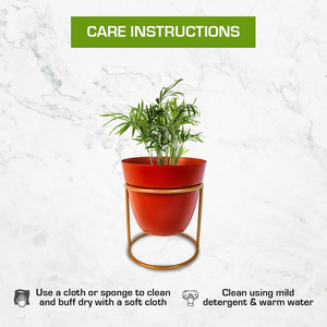 Jardinière contemporaine en métal rouge avec support en fer noir, pot de fleurs décoratif surélevé pour les intérieurs modernes de la maison - Product Image 5