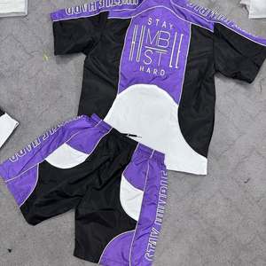 New Summer Nylon Windbreaker <b>Short</b> Set Zip up Windbreaker <b>Jacket</b> Tracksuit Polyester Streetwear TrackSuit Set - Product Image 4