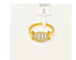 22K Solid Gold Ring for Women Authentic 916 Yellow Gold Vertical Stone Row Finger Ring Luxury Fine Jewelry Wedding Gift Band - Product Image 1