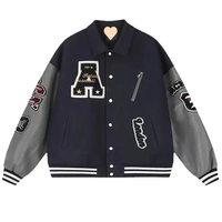 Veste universitaire LAYENNE de haute qualité pour hommes, manches en cuir PU brodées, logo personnalisé, veste universitaire en tissu floqué avec lettres de baseball