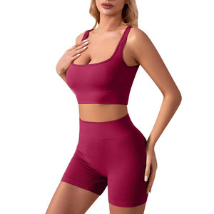 Conjuntos Deportivos Casuales Premium para Yoga - Diseño Moderno de 2 Piezas con Frente Sólido y Transpirable en Spandex/Poliéster para Comodidad Diaria - Product Image 1
