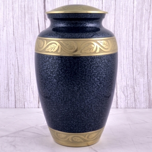 Urna Funeraria de Latón con Patrón de Hojas Doradas y Púrpuras para Cenizas Humanas, Recipiente Conmemorativo para Funerales y Entierros - Product Image 3