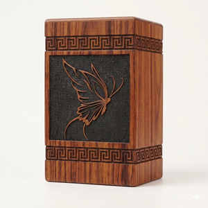 Urna Funeraria de Madera para Adultos, Urna Conmemorativa con Mariposa Tallada, Ataúd de Recuerdo, Tamaño Personalizado, Suministros Funerarios - Product Image 1