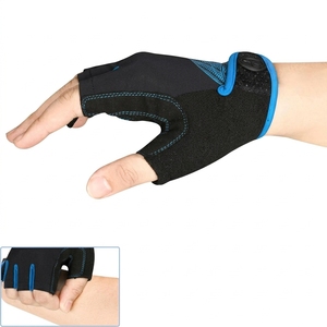 Gants de cyclisme mi-doigts antidérapants noirs et bleus avec design aile, en polyester, fermeture auto-agrippante, unisexe, pour l'extérieur, usage estival - Product Image 4