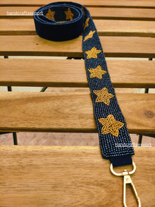 Beaded Star Pattern Luxury Strap <b>Navy</b> Blue Gold Stars Fashion Handbag <b>Accessory</b> Safety Portable High Quality - Product Image 1