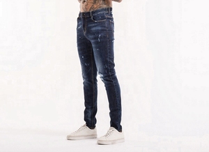 Pantalones Vaqueros Ajustados de Lona Azul Desgastada para Hombre, Transpirables, Ecológicos, de Alta Calidad, Antibacterianos, de Pierna Recta - Product Image 4