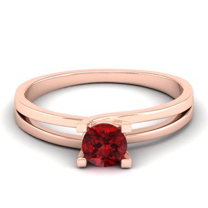 REYES New Design 14K Solid Gold Round Brilliant Cut 0.5 Carat Garnet Gemstone <b>Ring</b> For Women OEM ODM <b>Customized</b> Fine Jewelry - Product Image 1