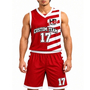 Maillot et short de basket-ball pour équipes sportives modernes – Maillot personnalisé pour joueur – Uniforme rayé sans manches en maille à col en V - Product Image 1