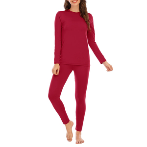Ropa Interior Térmica Larga para Mujer, Capa Base de Invierno, Forro Polar, 100% Algodón, Cuello Redondo, Tejido Transpirable, Uso Diario - Product Image 1