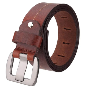 Cinturón de Cuero Vacuno Genuino Vintage de Lujo para Hombre y Mujer, Talla Única Ajustable, Estilo Casual con Hebilla de Aleación - Product Image 3