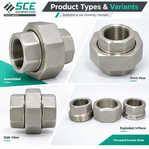 ASTM A743 WCB CF8M CF8 SS304 SS316 CA15 ตัวเชื่อมแบบเกลียว ผลิตด้วยวิธี Lost Wax Investment Casting ขึ้นรูปด้วยเครื่อง CNC ความแม่นยำ 0.01-0.005 มม. - Product Image 2