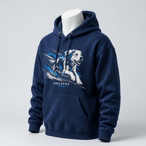 Custom Navy Blue <b>Dog</b> Graphic Pullover Hoodie Men's Casual Sportswear Sweatshirt <b>Hooded</b> Top OEM ODM Wholesale Manufacturer - Product Image 1