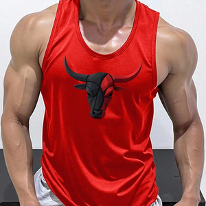 Débardeurs de sport professionnels pour l'été, imprimé géométrique taureau, séchage rapide, respirant, sans manches, pour hommes - Product Image 4