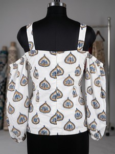 White Printed Co-Ord <b>Set</b> for Women Cold Shoulder Top and Wide Leg Pants Cotton Lounge <b>Set</b> Matching Summer Outfit Resort - Product Image 5