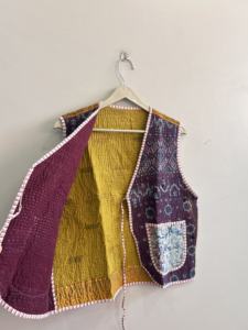 Chaleco Kantha sin Mangas, Estilo Boho Vintage, Hecho a Mano, Reversible, para Mujer - Product Image 5